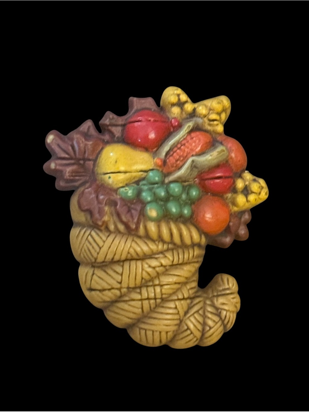 Vintage Hallmark cornucopia acrylic brooch